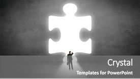  Presentation with puzzle - Cool new presentation theme with businessman standing and looking backdrop and a  colored foreground