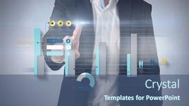  Presentation with grey - Audience pleasing presentation theme consisting of businessman-standing-and-pointing-against backdrop and a  colored foreground