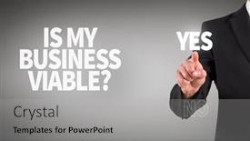  Presentation with grey - Colorful presentation theme enhanced with businessman-standing-and-pointing-against backdrop and a light gray colored foreground