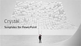  Presentation with infinity - Audience pleasing PPT theme consisting of businessman standing and thinking in front of a curved infinity maze backdrop and a light gray colored foreground