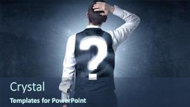  Presentation with questions - Beautiful PPT theme featuring businessman-standing-and-thinking backdrop and a ocean colored foreground
