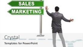  Presentation with crossroads - Presentation theme having businessman-standing-at-crossroads background and a white colored foreground