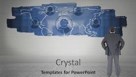  Presentation with hip - PPT theme having businessman standing back to the camera with hands on hip against road turning into arrow background and a light gray colored foreground