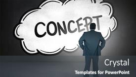  Presentation with hip - Colorful presentation theme enhanced with businessman standing back to the camera with hands on hip against black wall backdrop and a dark gray colored foreground