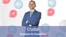  Presentation with balloons - Slides having businessman standing by falling balloons background and a  colored foreground