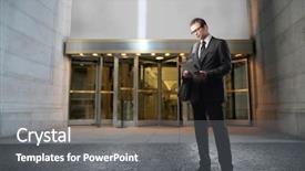  Presentation with man door - Slide set consisting of businessman standing in front background and a gray colored foreground