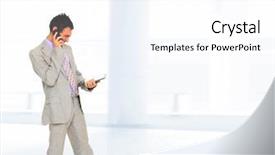  Presentation with electronic - Presentation theme consisting of android - businessman standing in hall background and a white colored foreground