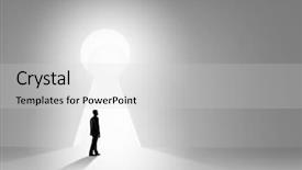  Presentation with keyhole - Cool new presentation design with businessman standing in keyhole backdrop and a light gray colored foreground