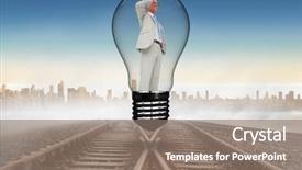  Presentation with tracks - Beautiful presentation design featuring businessman standing in light bulb backdrop and a gray colored foreground