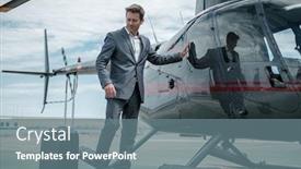  Presentation with helicopter - Cool new presentation with businessman-standing-near-private-helicopter backdrop and a gray colored foreground