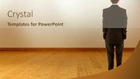  Presentation with wall - Amazing PPT theme having businessman-standing-near-wall backdrop and a lemonade colored foreground