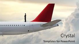  Presentation with plane - Cool new theme with businessman standing on a plane backdrop and a light gray colored foreground