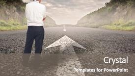  Presentation with road - Presentation design enhanced with businessman standing on a road background and a gray colored foreground