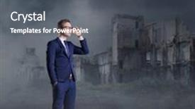  Presentation with businessman standing on maze - Colorful slide set enhanced with businessman-standing-on-apocalyptic-background backdrop and a dark gray colored foreground