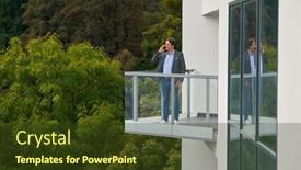  Presentation with nature - Slide deck having businessman-standing-on-balcony-against background and a tawny brown colored foreground