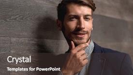  Presentation with cool - Slide set enhanced with businessman standing on dark gradient background and a  colored foreground