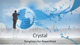  Presentation with horizon - Slide deck enhanced with businessman standing on ladder background and a light blue colored foreground