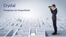  Presentation with future forward - Theme having businessman standing on maze background and a sky blue colored foreground