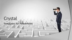  Presentation with future forward - PPT theme having businessman standing on maze background and a white colored foreground