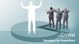  Presentation with abstract chart business - Cool new PPT theme with businessman standing on pie chart backdrop and a seafoam green colored foreground