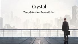  Presentation with roof - Presentation design consisting of businessman standing on roof background and a cream colored foreground