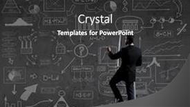  Presentation with schematic - Cool new PPT theme with businessman-standing-on-stepladder-schematic backdrop and a dark gray colored foreground