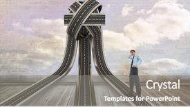  Presentation with tangled tangle of wool yarn - Colorful slides enhanced with businessman standing on tangled highway backdrop and a gray colored foreground