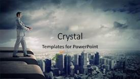  Presentation with fishing - Audience pleasing presentation design consisting of businessman standing on top of building and fishing with rod backdrop and a light gray colored foreground