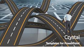  Presentation with digital image - Audience pleasing slide set consisting of businessman standing on wavy road backdrop and a dark gray colored foreground