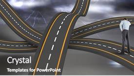  Presentation with digital image - Amazing slide set having businessman standing on wavy road backdrop and a dark gray colored foreground