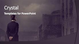  Presentation with crisis - Colorful PPT layouts enhanced with businessman standing over apocalyptic background backdrop and a dark gray colored foreground