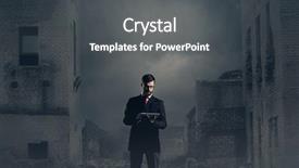  Presentation with crisis - Amazing presentation theme having businessman standing over apocalyptic background backdrop and a dark gray colored foreground