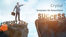  Presentation with cliff - Presentation consisting of businessman-standing-over-cliff background and a sky blue colored foreground