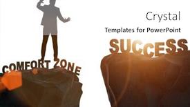  Presentation with cliff - PPT theme consisting of businessman-standing-over-cliff background and a white colored foreground