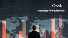  Presentation with globalization - PPT theme consisting of businessman standing over diagram world background and a wine colored foreground