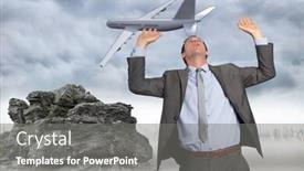  Presentation with rocky - PPT layouts with businessman standing with arms pressing up against rocky landscape background and a gray colored foreground