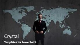  Presentation with globalization - Beautiful presentation featuring businessman standing with briefcase world map background business globalization concept backdrop and a dark gray colored foreground