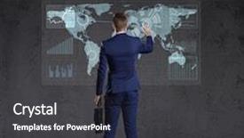  Presentation with globalization - Slide deck with businessman standing with briefcase world map background business globalization concept background and a dark gray colored foreground