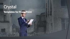  Presentation with businessman standing on maze - Presentation theme with businessman-standing-with-computer-tablet background and a gray colored foreground