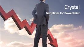  Presentation with airplane - PPT theme having businessman standing with hands on hips against airplane flying over orange sky past window background and a gray colored foreground