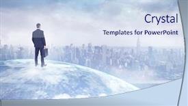  Presentation with graphic - Theme consisting of businessman standing with his briefcase background and a sky blue colored foreground