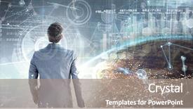  Presentation with graphic - Beautiful presentation featuring businessman standing with his briefcase backdrop and a gray colored foreground