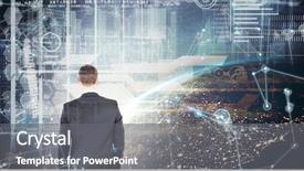  Presentation with graphic - PPT theme with businessman standing with his briefcase background and a gray colored foreground