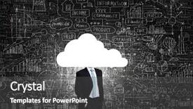  Presentation with businessman standing on mountain top - Presentation theme featuring businessman standing with his head background and a  colored foreground