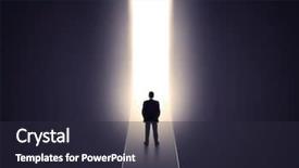  Presentation with end of tunnel - Audience pleasing PPT theme consisting of businessman stands in dark tunnel backdrop and a wine colored foreground