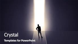  Presentation with tunnel - Slide deck with businessman stands in dark tunnel background and a wine colored foreground