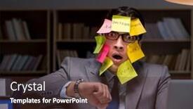  Presentation with late - Presentation theme enhanced with businessman-staying-late-to-sort background and a tawny brown colored foreground