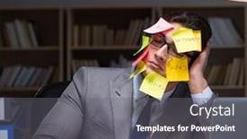  Presentation with late - Slide deck with businessman-staying-late-to-sort background and a gray colored foreground
