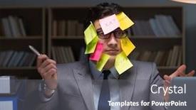  Presentation with best out waste - Beautiful theme featuring businessman-staying-late-to-sort backdrop and a gray colored foreground