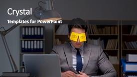  Presentation with best out waste - PPT theme consisting of businessman staying late to sort background and a  colored foreground